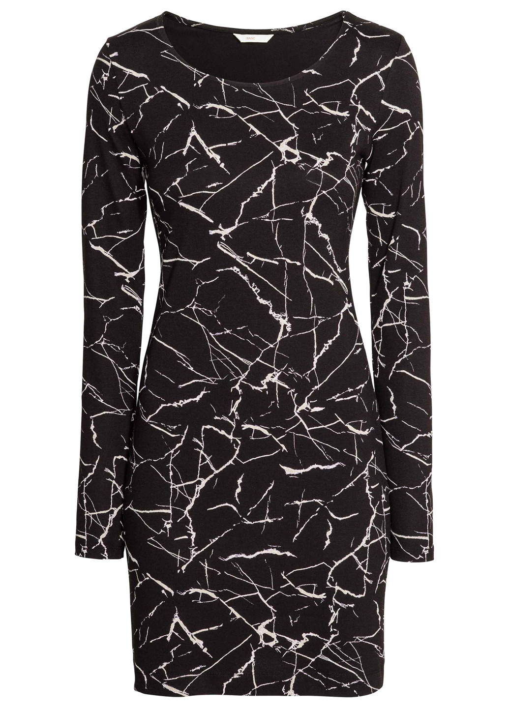 Черное кэжуал платье футляр H&M с рисунком
