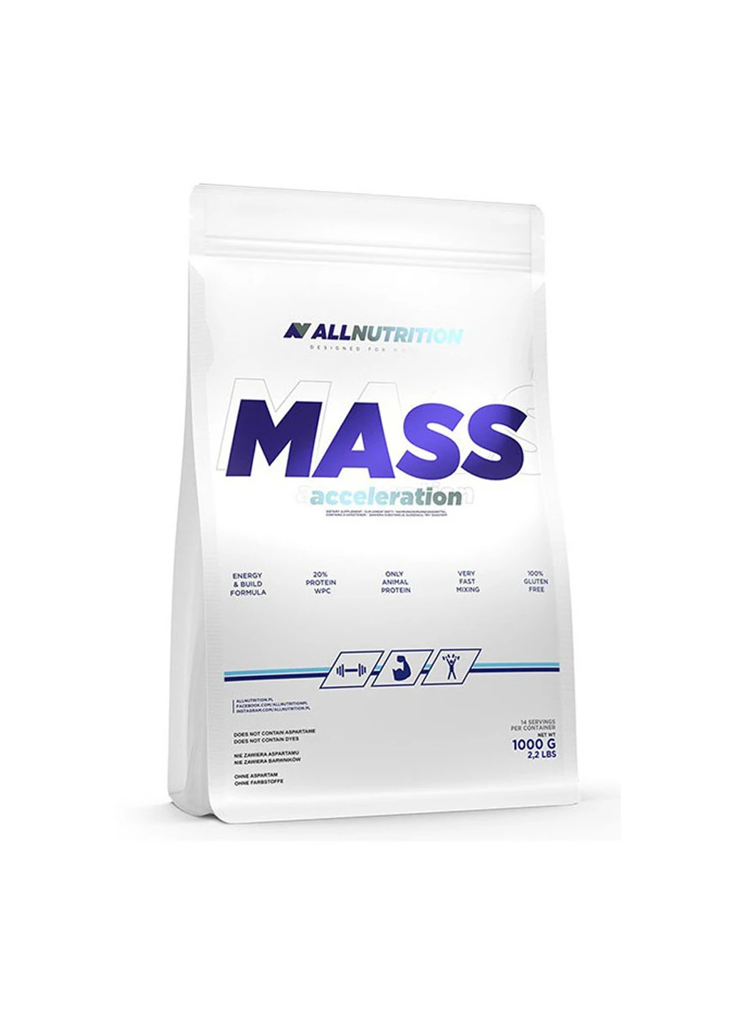 Гейнер для набору маси All Nutrition Mass Acceleration - 1.0 kg Caramel Allnutrition (253540464)