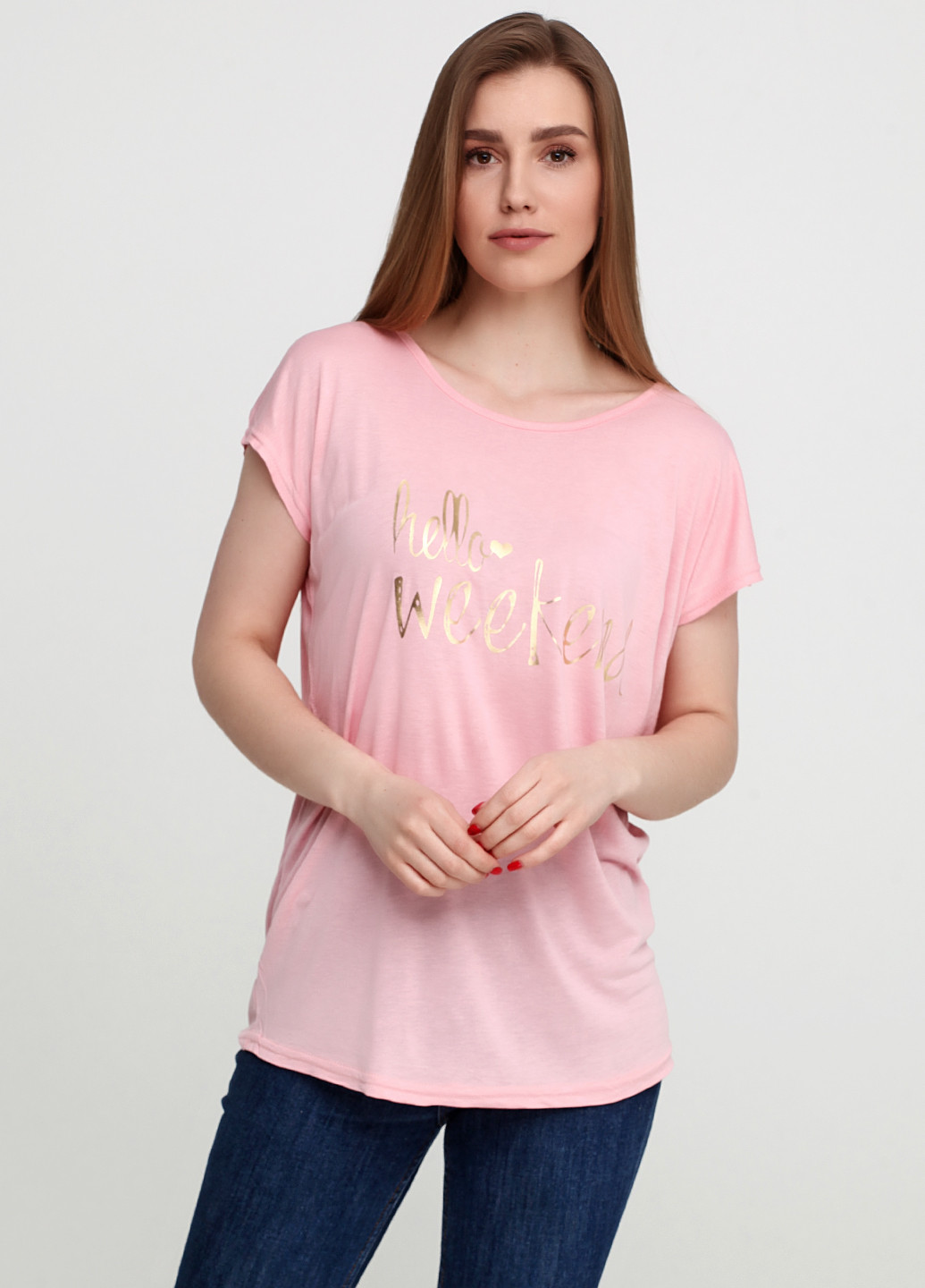 Розовая летняя футболка Moda Trend