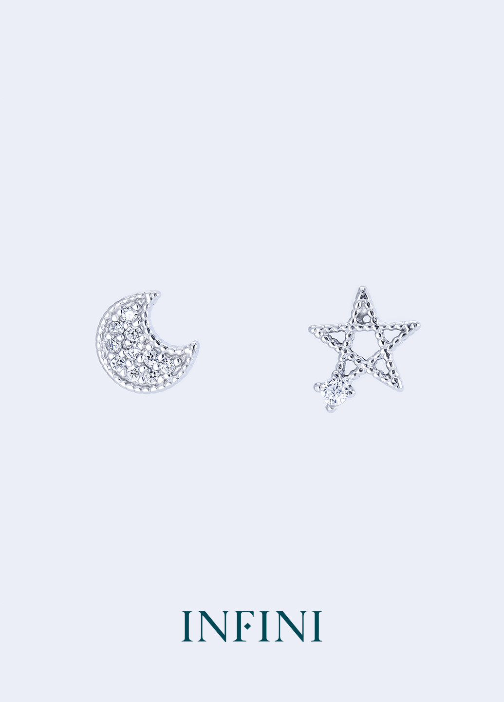 Серьги серебряные Infini месяц и звезда (251126748)