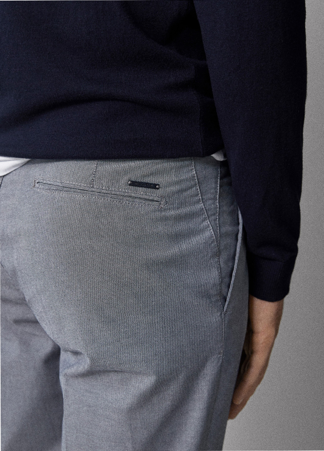 Серо-синие кэжуал демисезонные прямые брюки Massimo Dutti