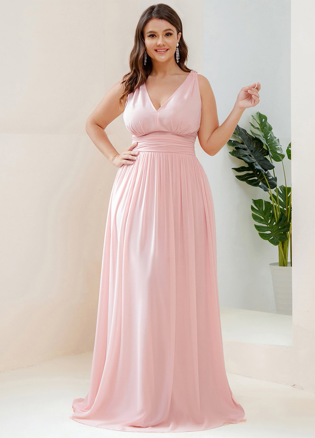 Світло-рожева вечірня сукня SHEIN однотонна