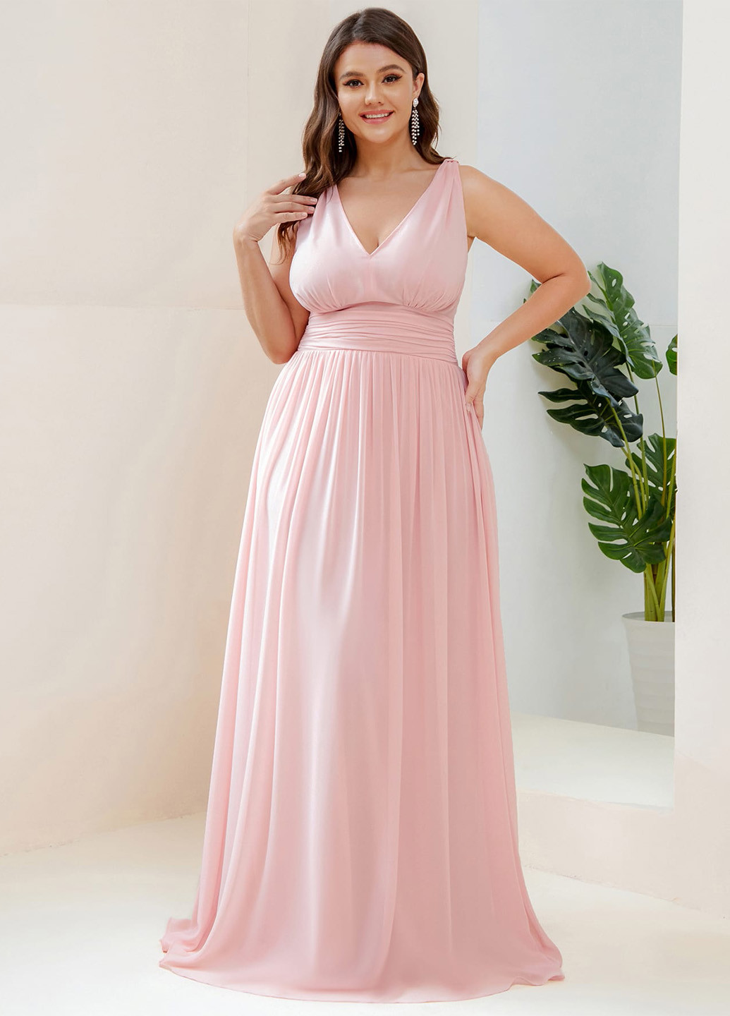 Світло-рожева вечірня сукня SHEIN однотонна