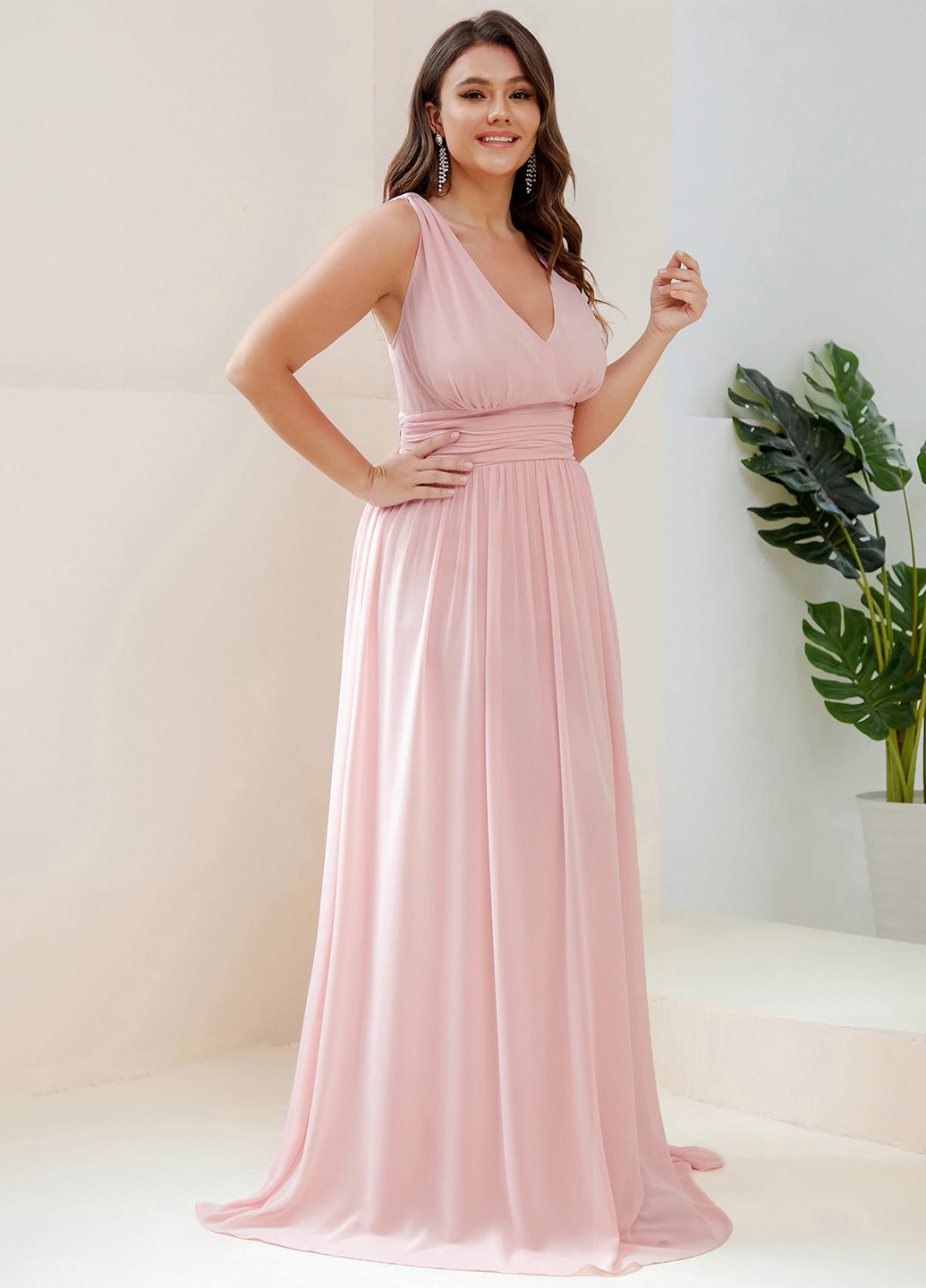 Світло-рожева вечірня сукня SHEIN однотонна