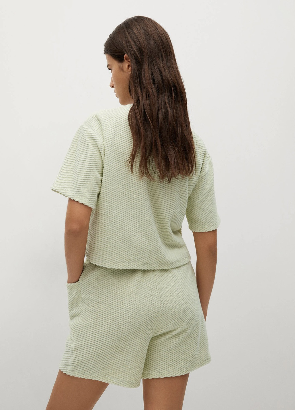 Світло-зелена всесезон бавовняний комплект фроте футболка + шорти Mango SET 2Pack