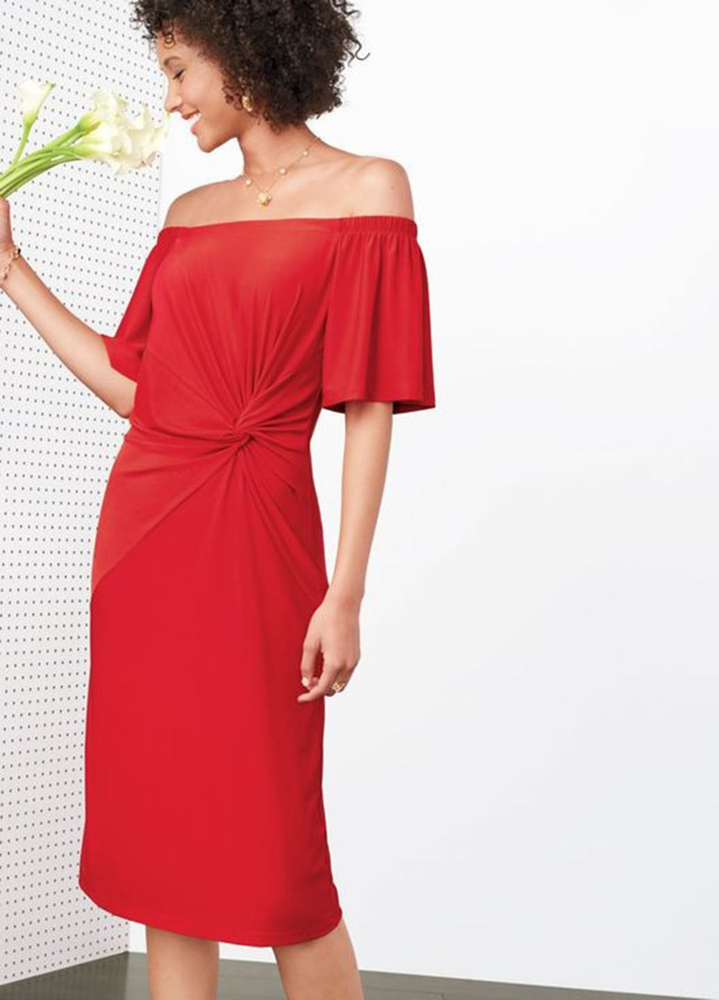Яскраво-червона кежуал сукня з відкритими плечима Avon однотонна