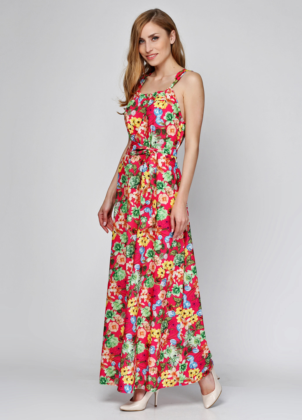 Малиновое кэжуал платье Anastasimo с цветочным принтом