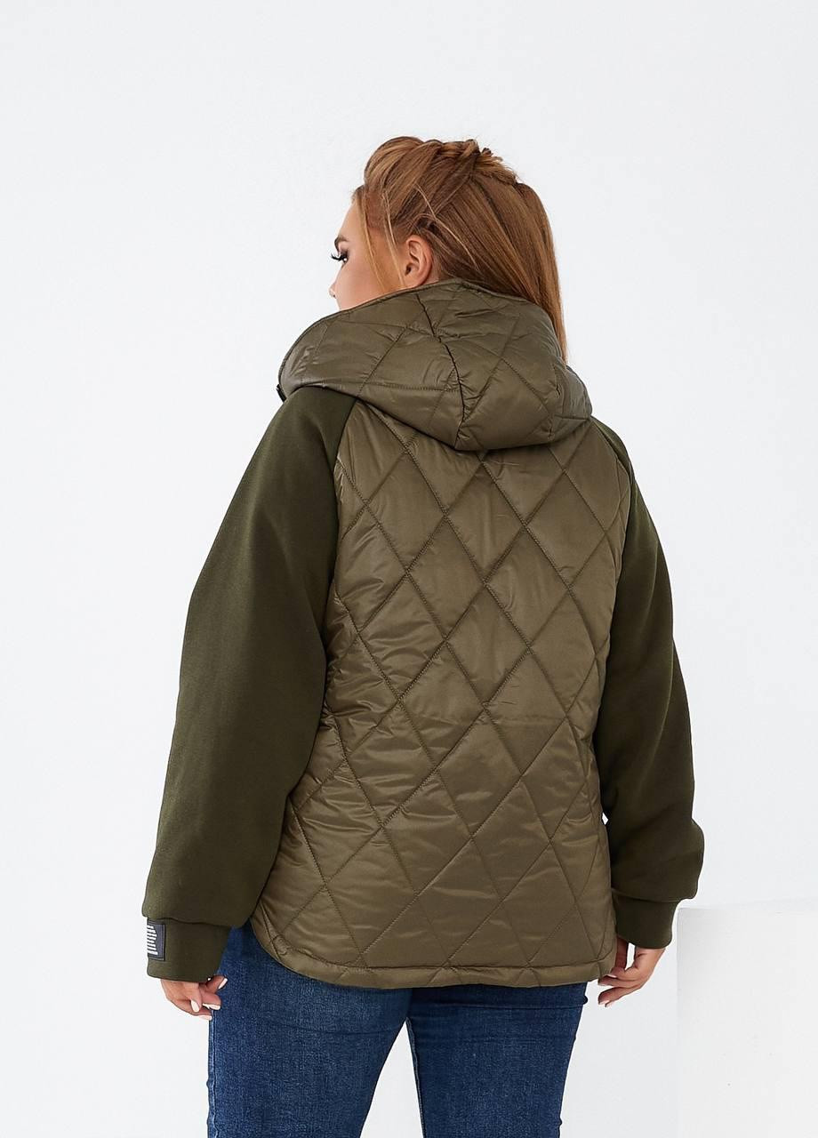 Оливковая (хаки) женская демисезонная куртка цвета хаки р.48/50 376075 New Trend