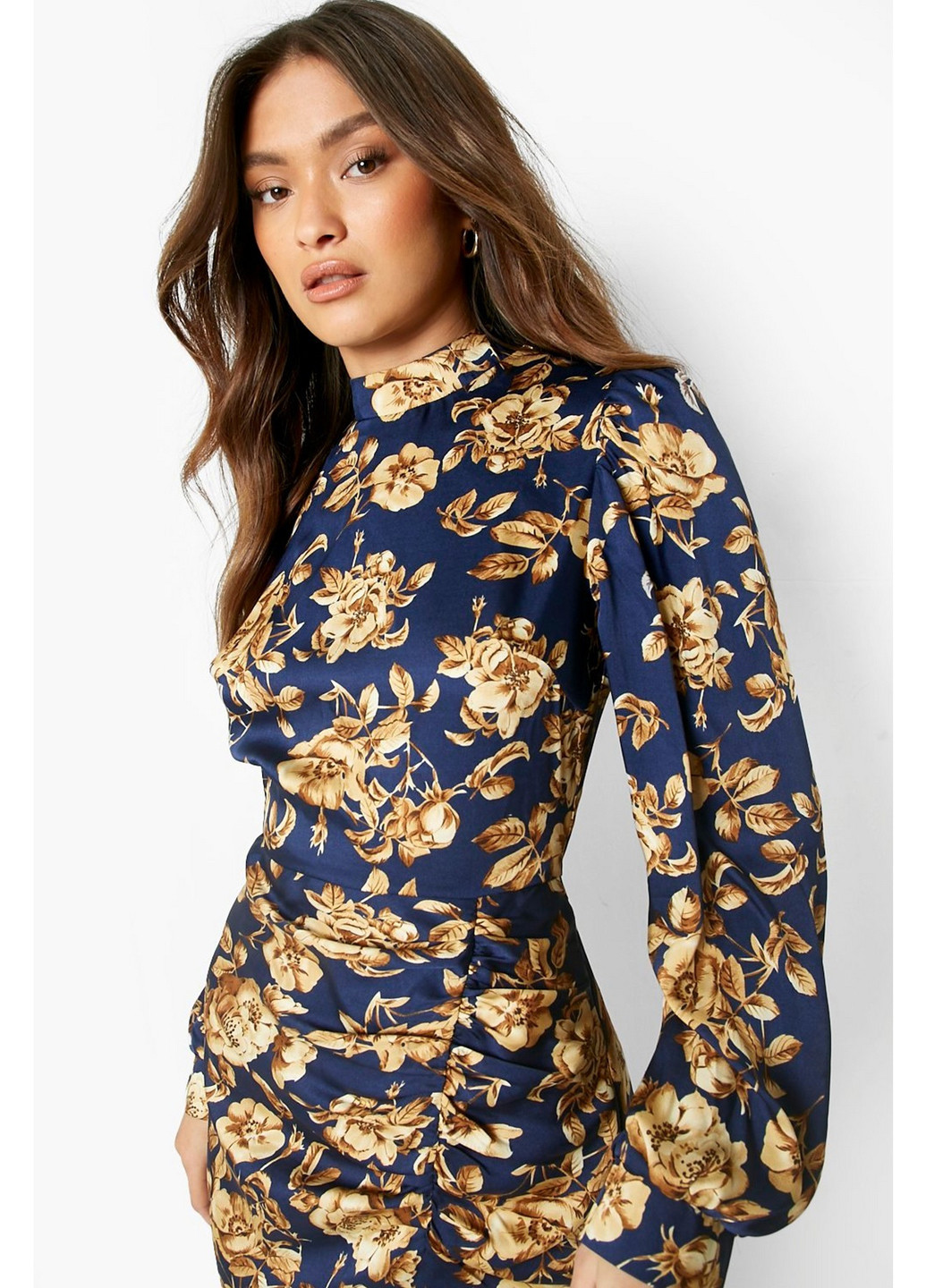 Темно-синя кежуал сукня Boohoo з квітковим принтом