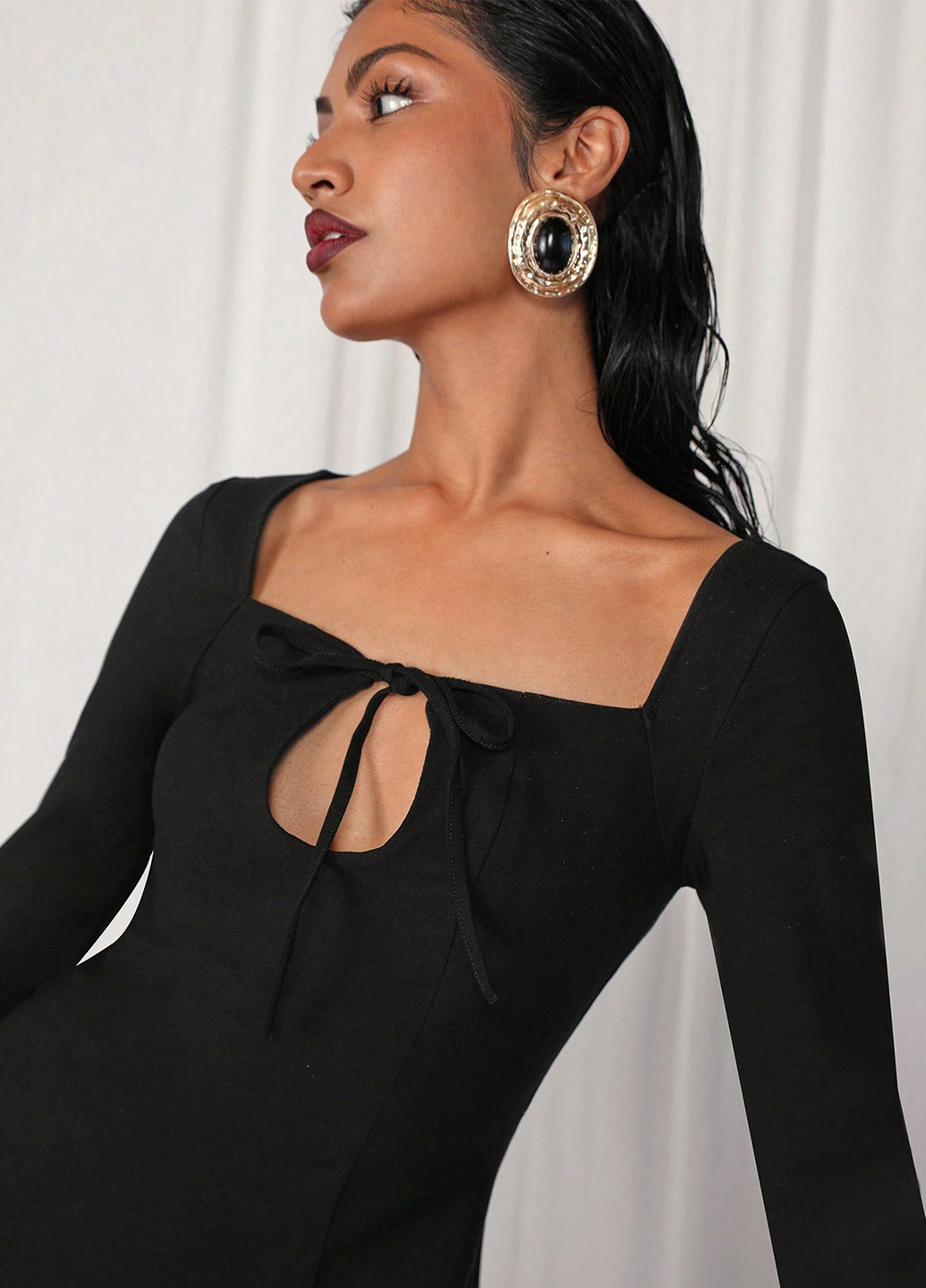 Черное кэжуал платье клеш SHEIN однотонное