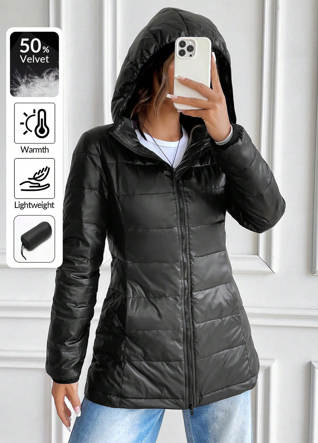 Чорна зимня куртка SHEIN