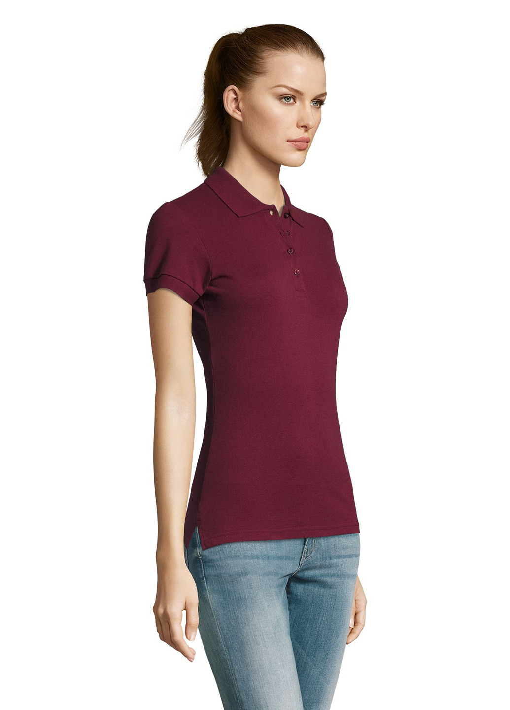 Бордовая женская футболка-поло Sol's