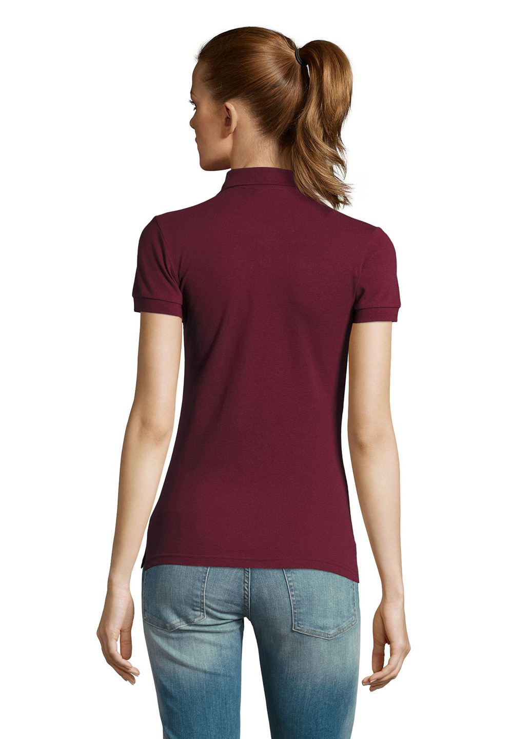 Бордовая женская футболка-поло Sol's