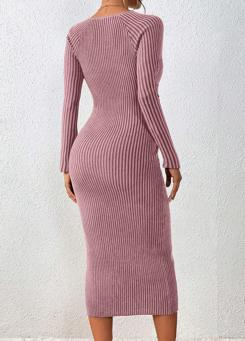 Розовое кэжуал платье силуэтная SHEIN однотонное