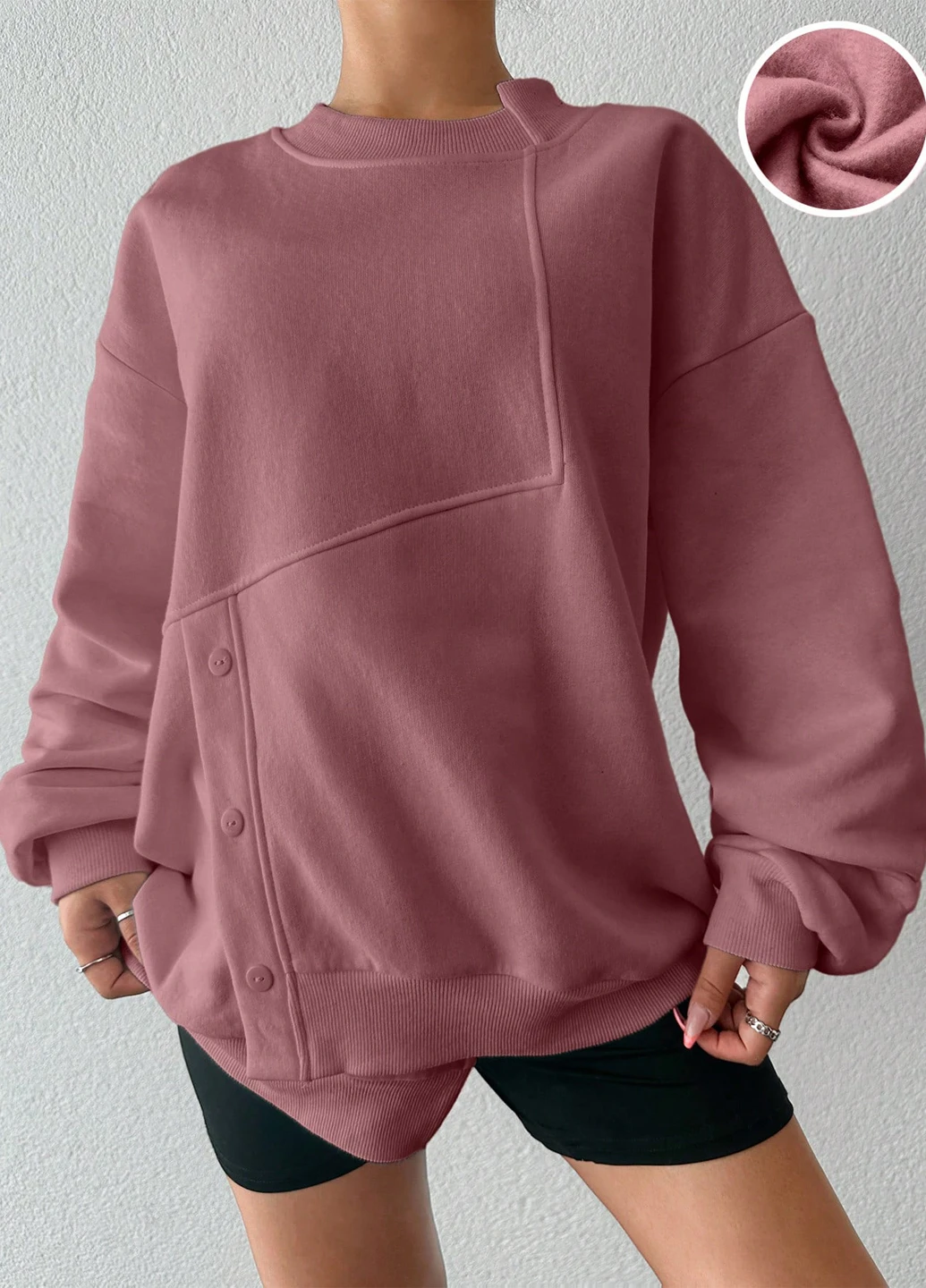 Светло-розовый свитшот SHEIN однотонный без декора (311512862)