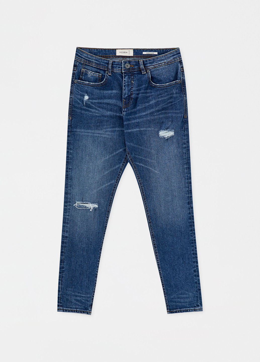 Синие демисезонные скинни джинсы Pull&Bear