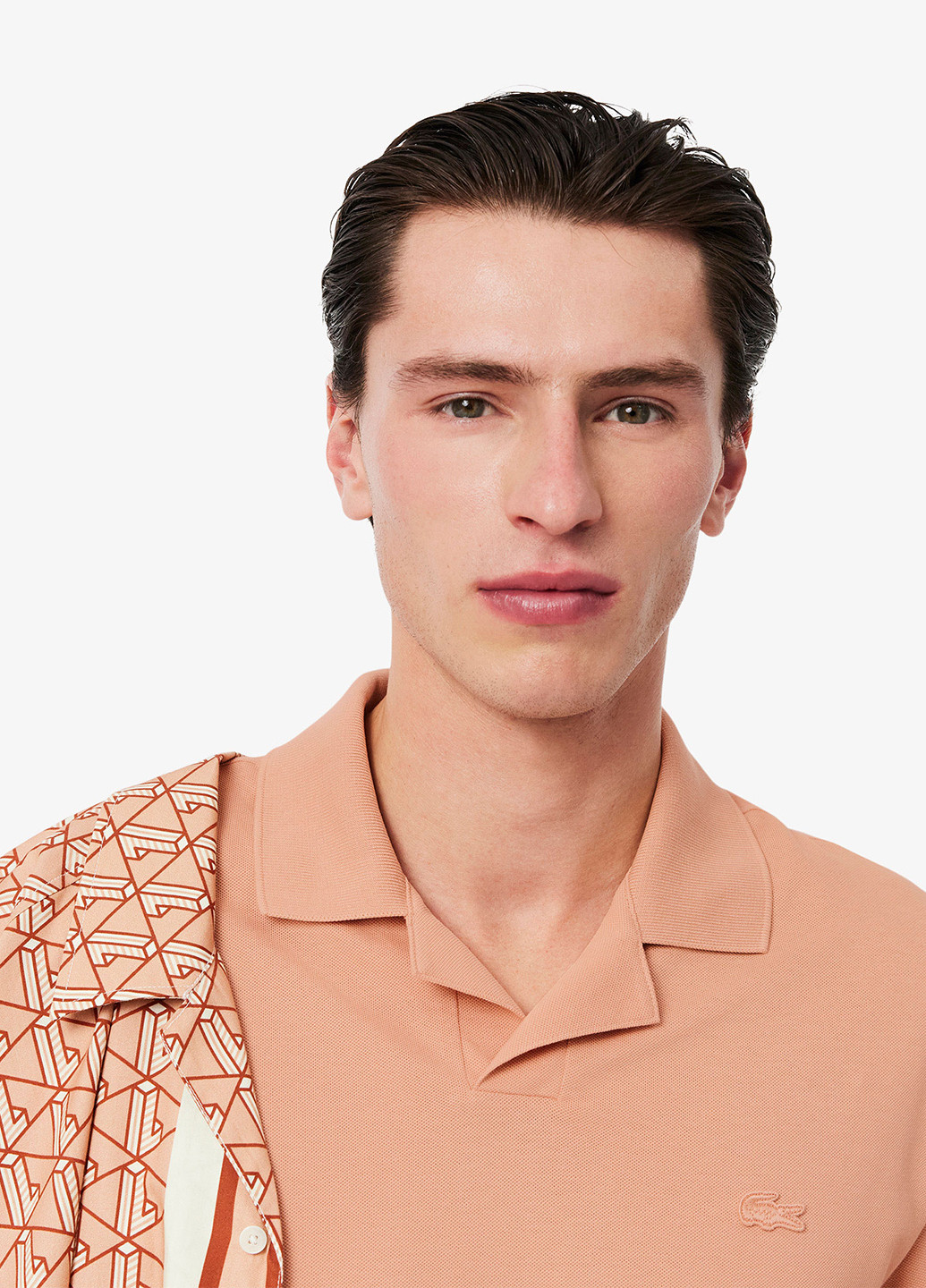 Бежевая футболка-поло для мужчин Lacoste однотонная