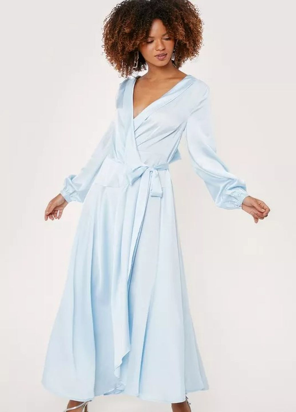Блакитна вечірня сукня Nasty Gal однотонна