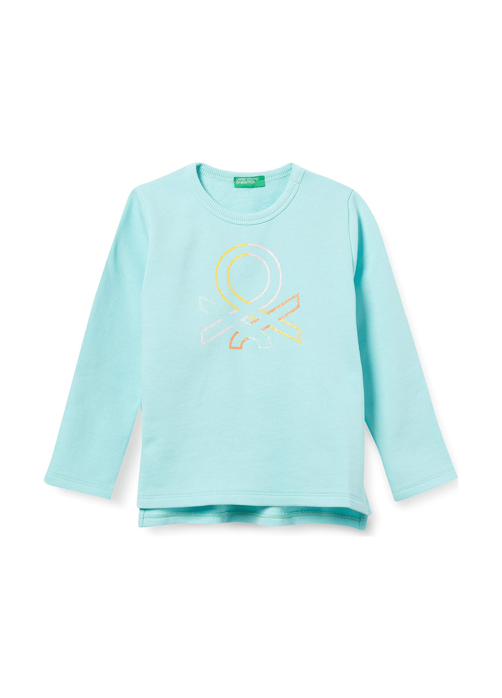 Голубой демисезонный кэжуал лонгслив United Colors of Benetton с рисунком