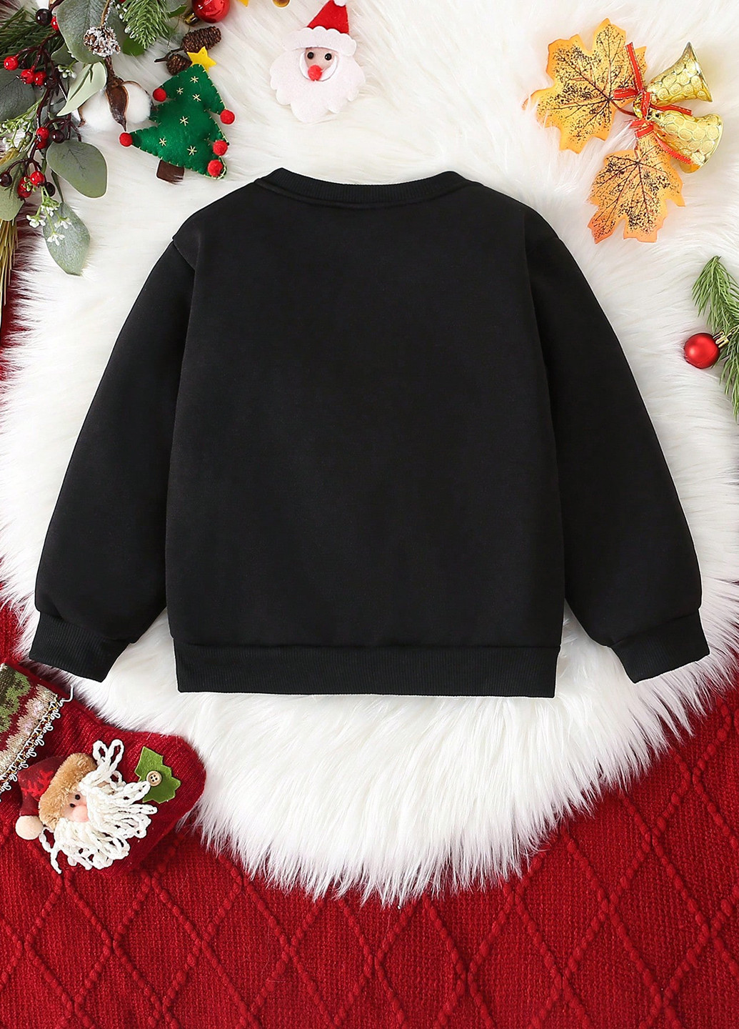 SHEIN світшот новорічний чорний кежуал поліестер, трикотаж