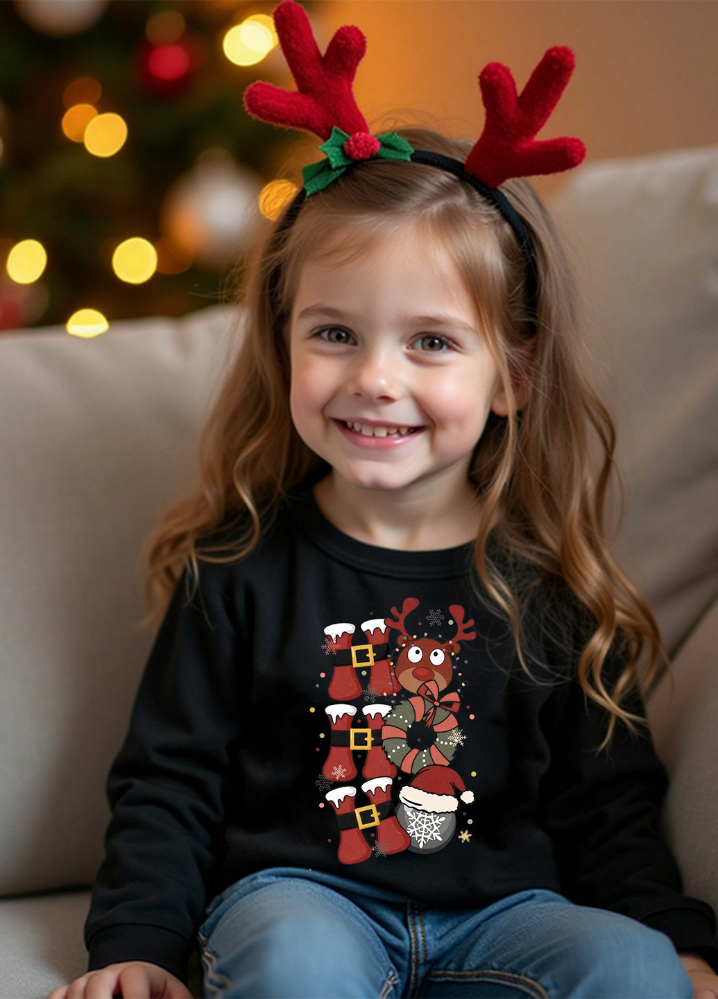 SHEIN світшот новорічний чорний кежуал поліестер, трикотаж