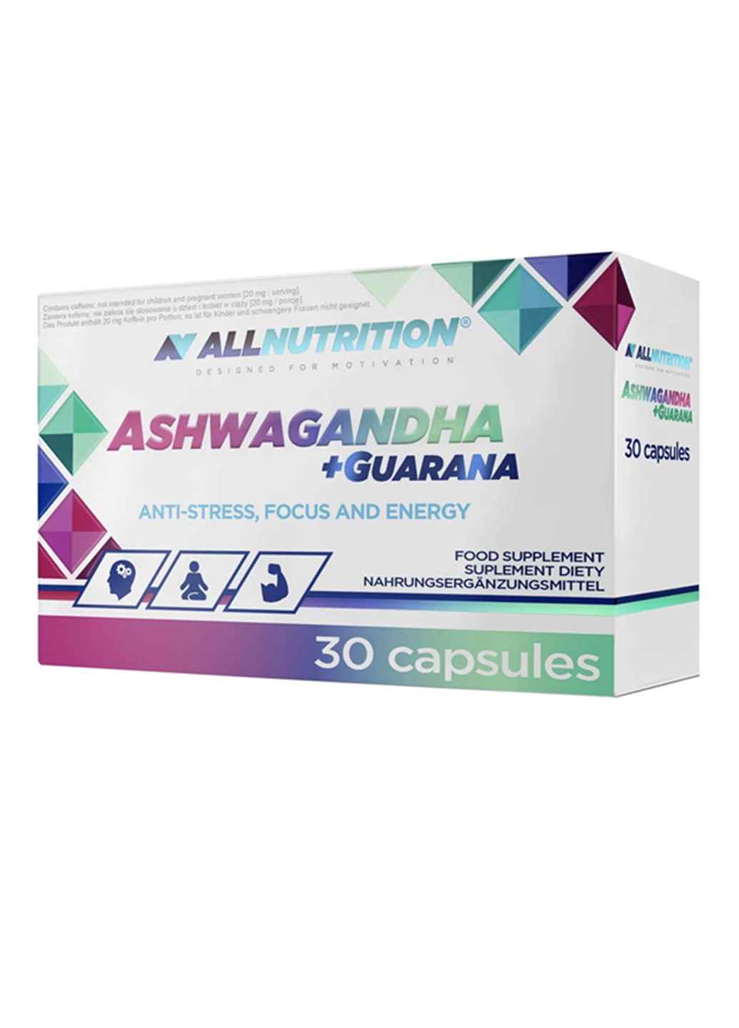 Ашваганда адаптоген від стресу Ashwagandha 300mg + Guarana - 30caps ] Allnutrition (240066443)