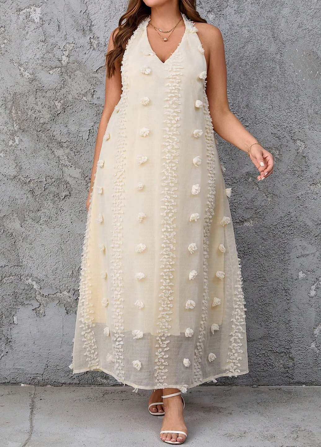 Айворі кежуал сукня з відкритою спиною SHEIN однотонна