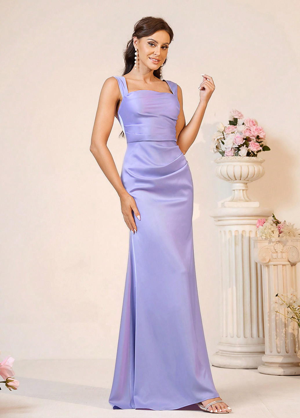 Лиловое вечернее платье годе SHEIN однотонное