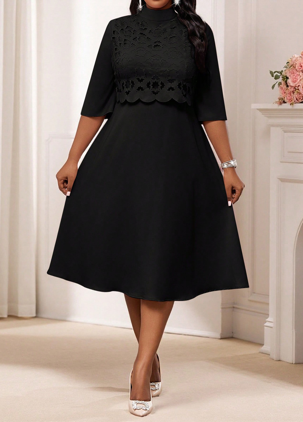 Чорна святковий, вечірня сукня а-силует SHEIN однотонна