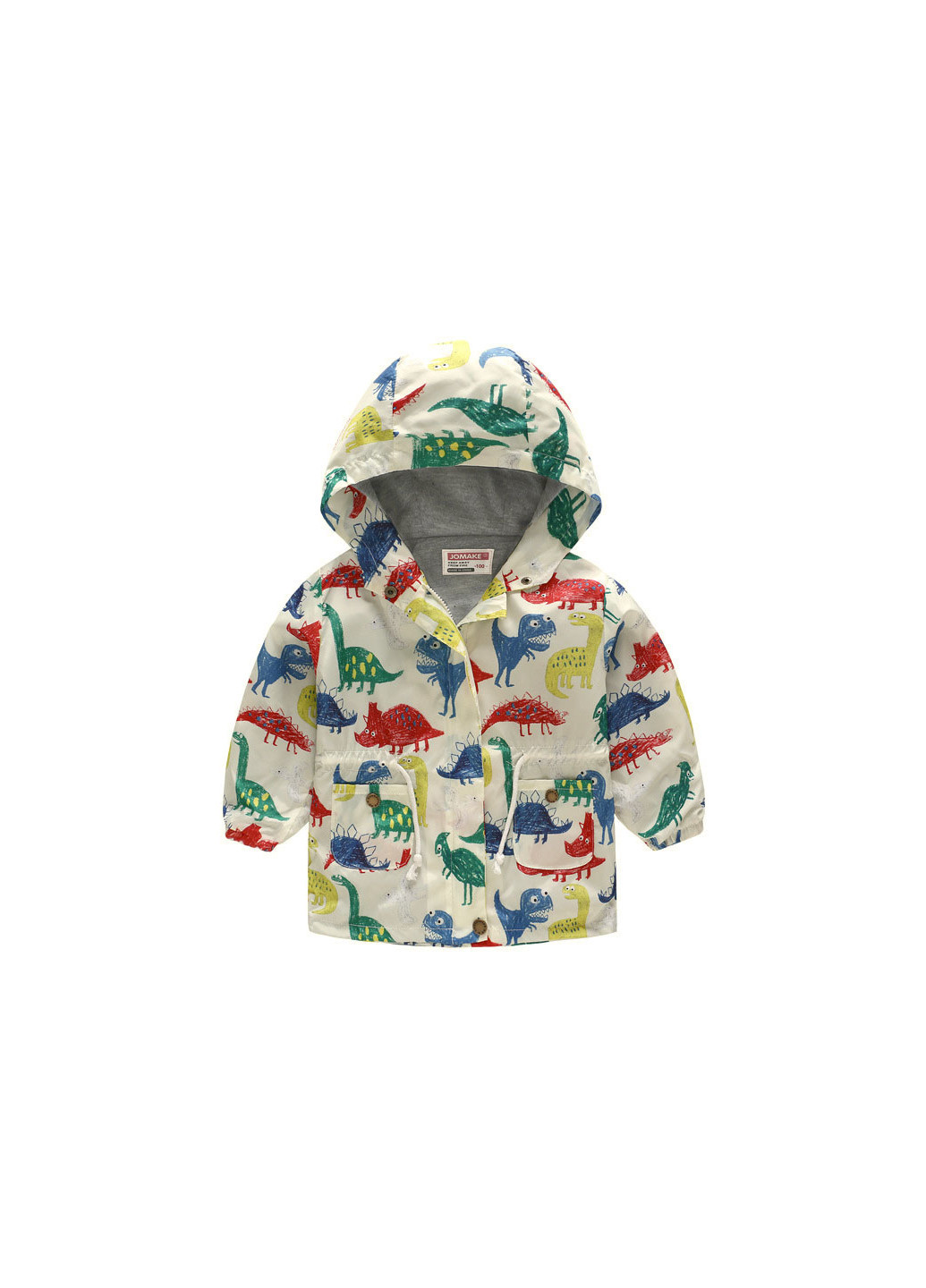 Белая демисезонная куртка-ветровка для мальчика поход динозавров Jomake 53870