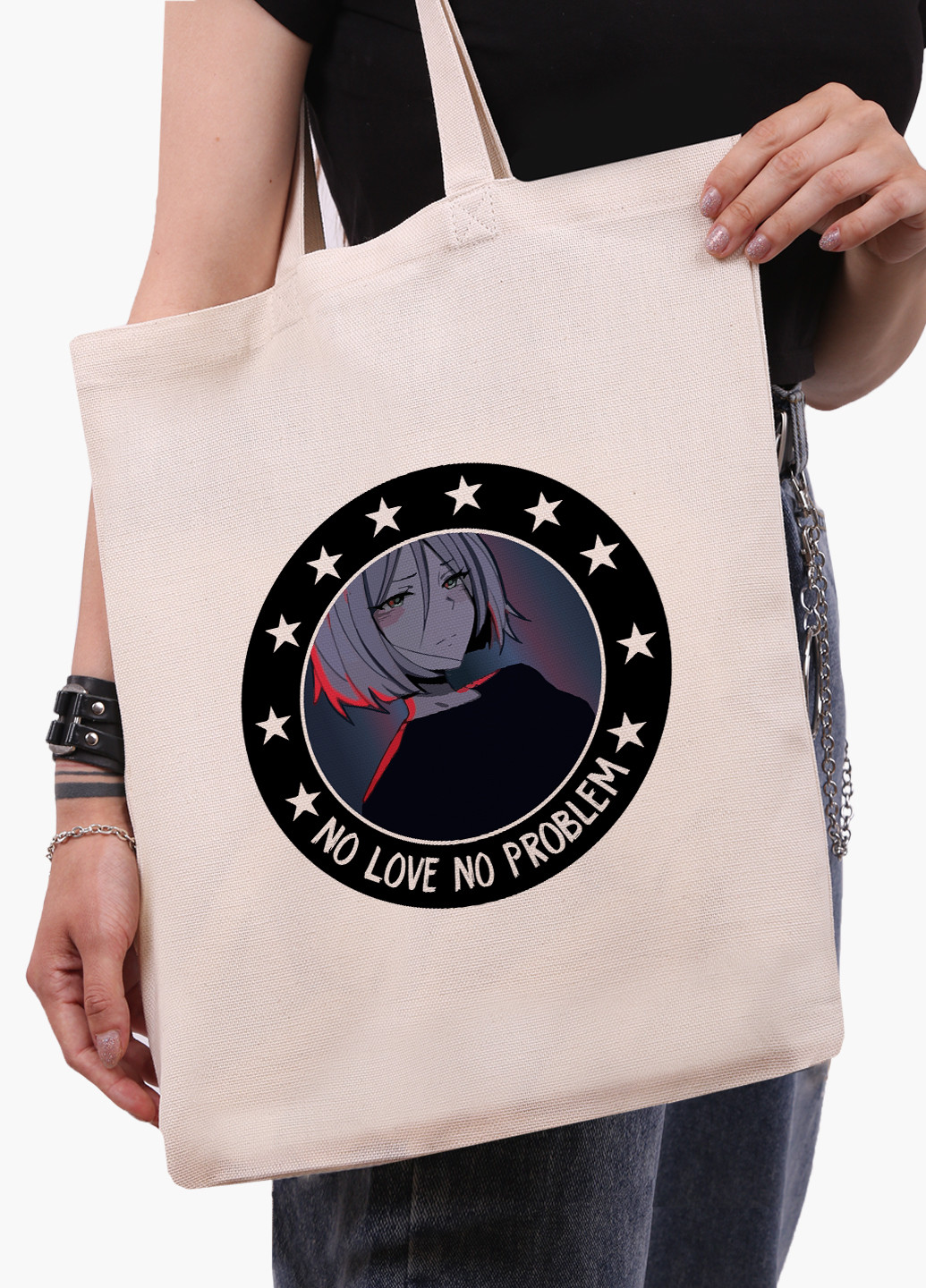 Еко сумка шоппер біла Аніме (No Love No Problem Anime) (9227-2842-WT-1) Еко сумка шоппер біла 41*35 см MobiPrint (221683009)