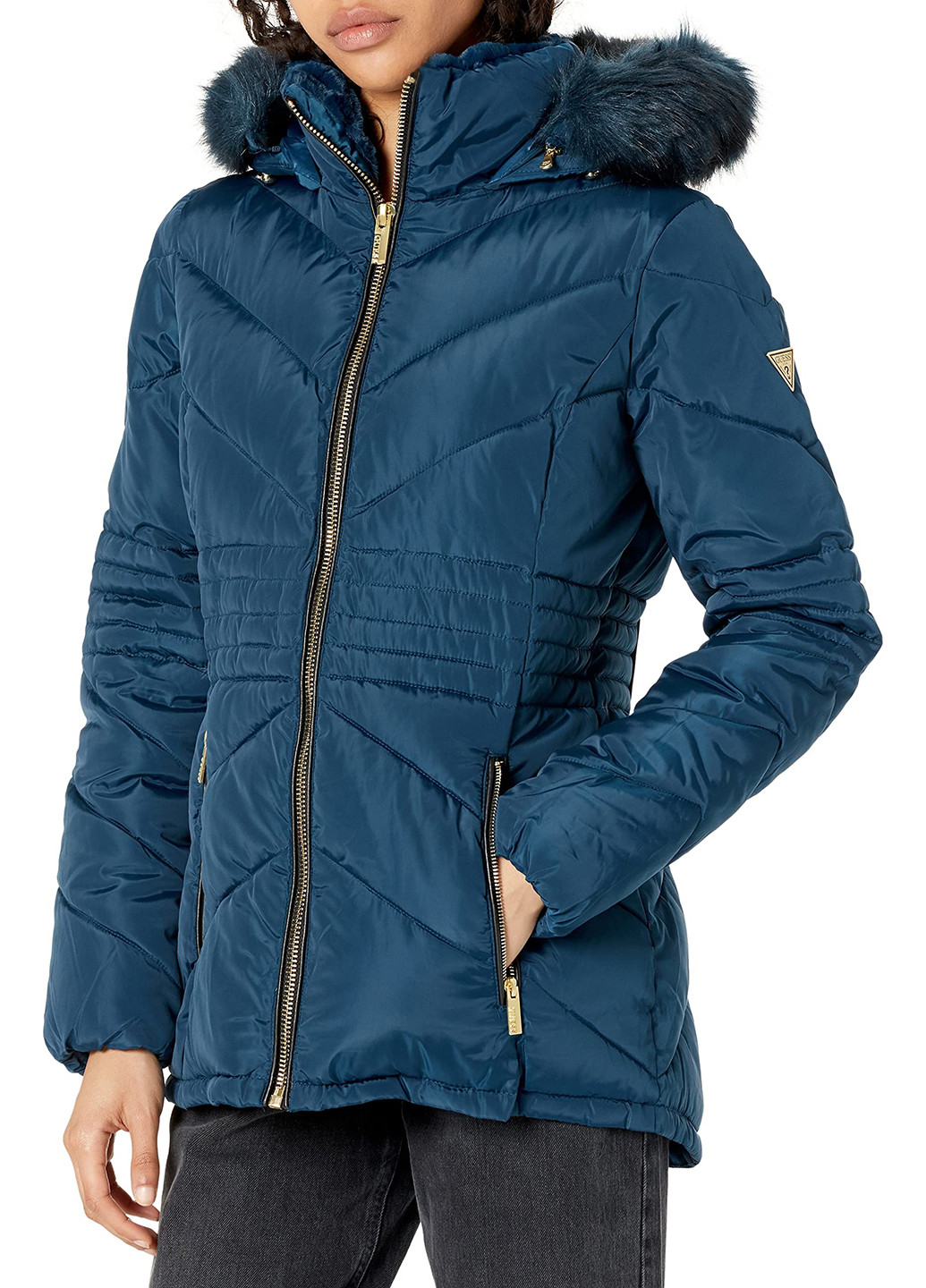 Морской волны зимняя куртка Guess