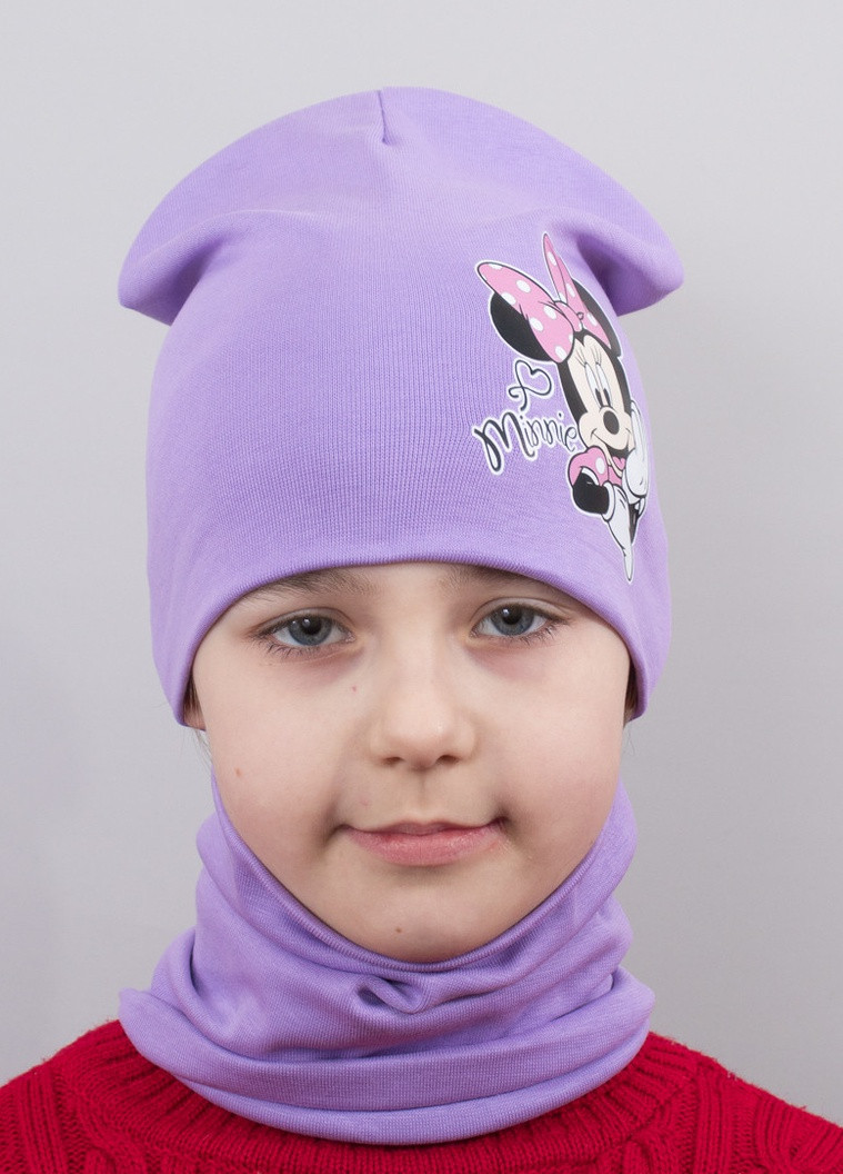 Детская шапка с хомутом КАНТА "Minnie" размер 48-52 сиреневый (OC-843) Канта (220180421)