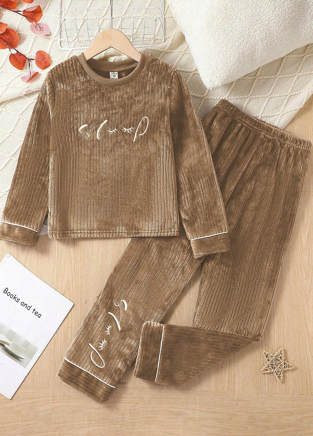 Коричневая всесезон пижама (свитшот, брюки) свитшот + брюки SHEIN