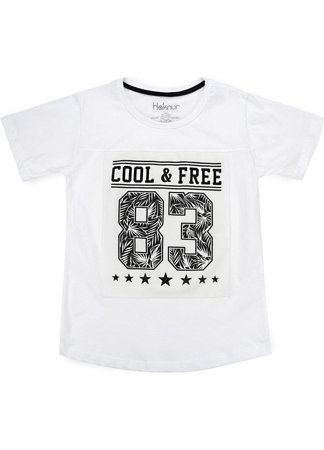 Біла демісезонна футболка дитяча "cool & free" (6547-140b-white) Haknur