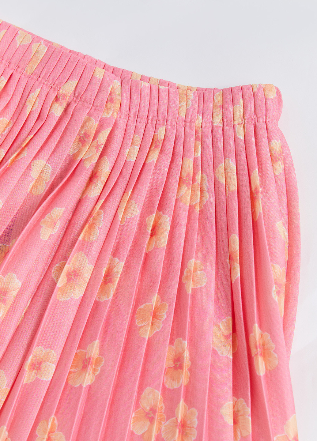 Розовая кэжуал цветочной расцветки юбка LC Waikiki плиссе, клешированная