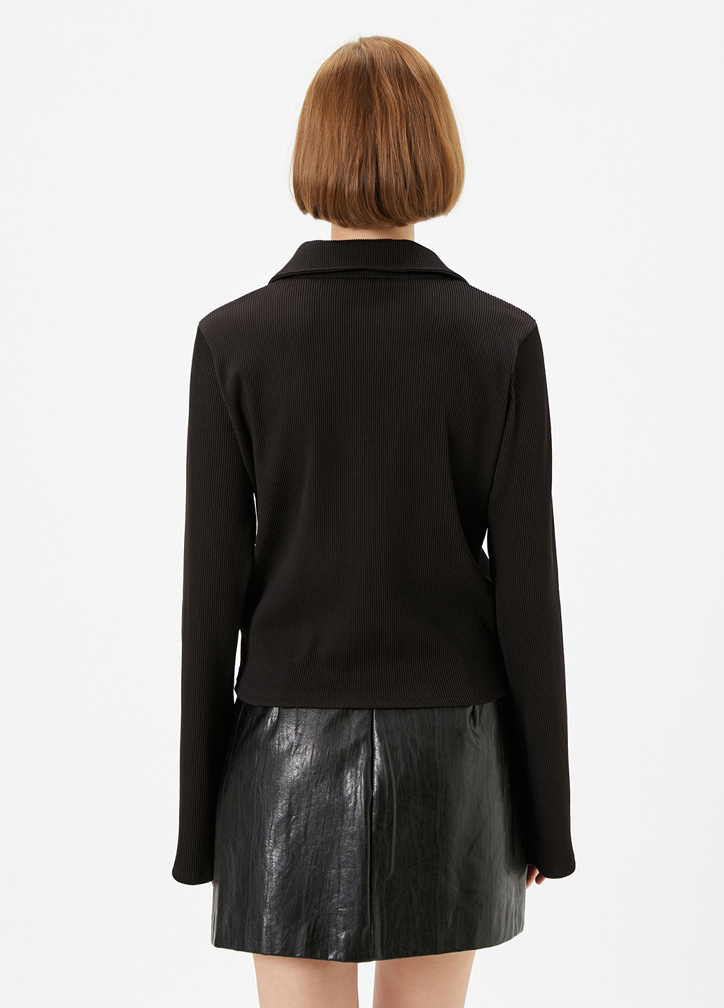 Черная женская футболка-поло KOTON однотонная