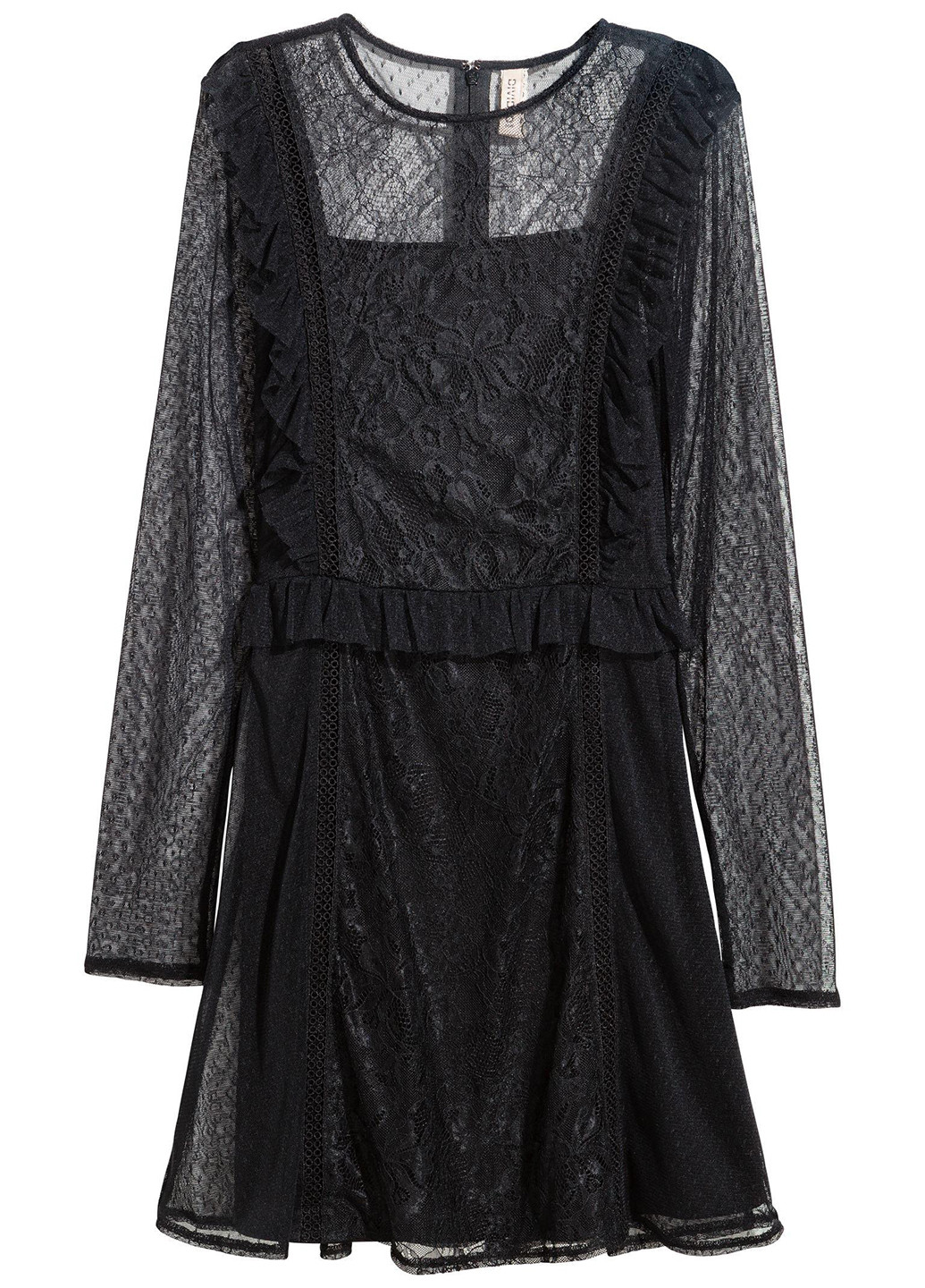 Черное коктейльное сукня клеш H&M однотонное