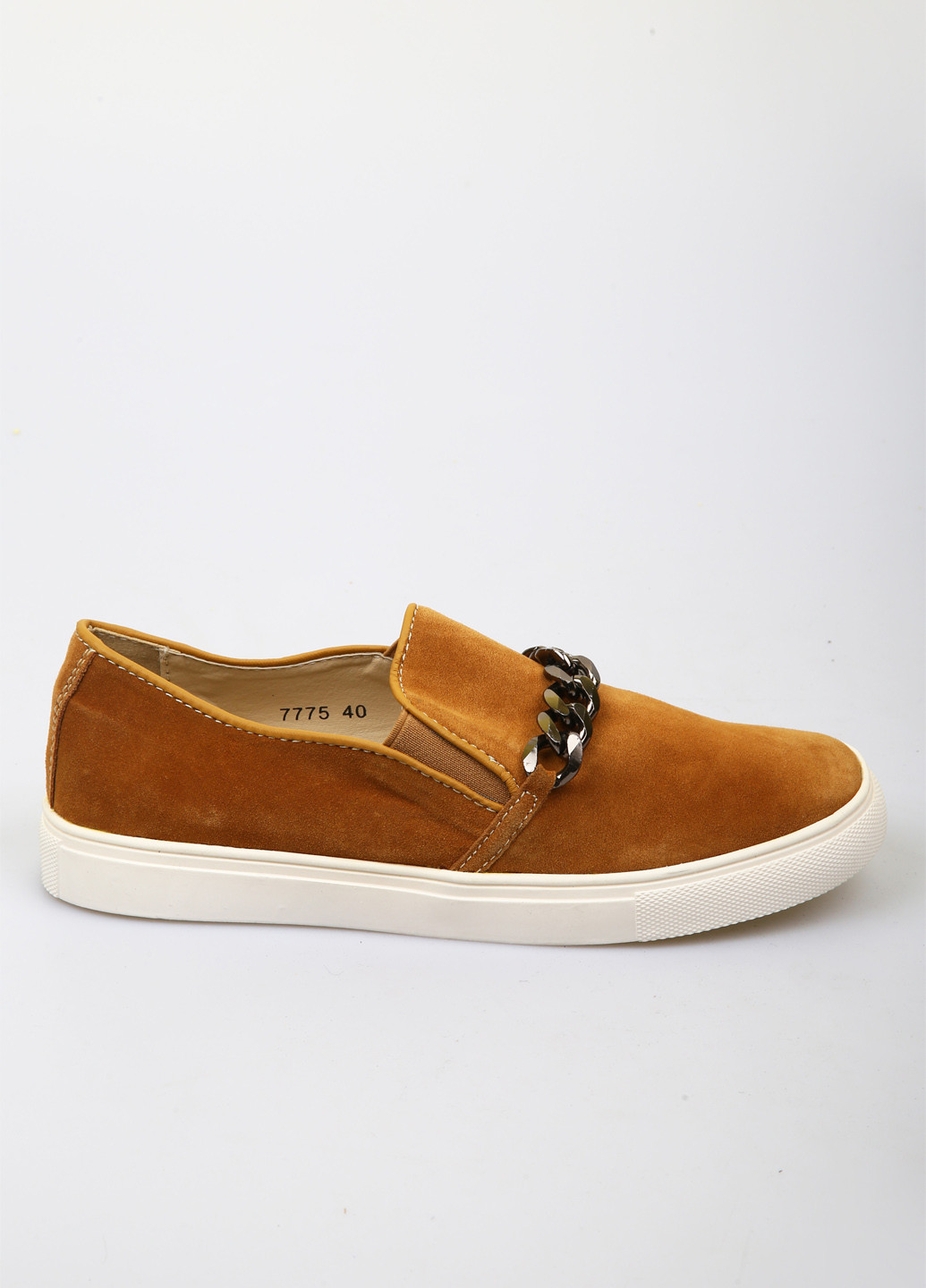 Светло-коричневые слипоны Allshoes с цепочками однотонные