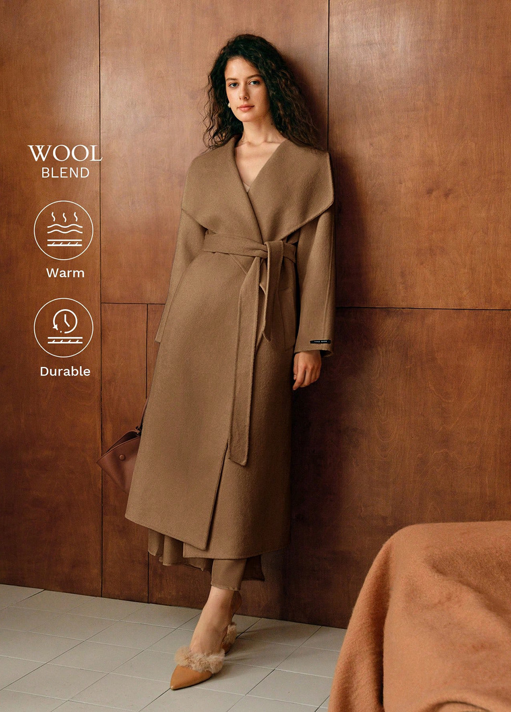 Світло-коричневе демісезонне Пальто SHEIN