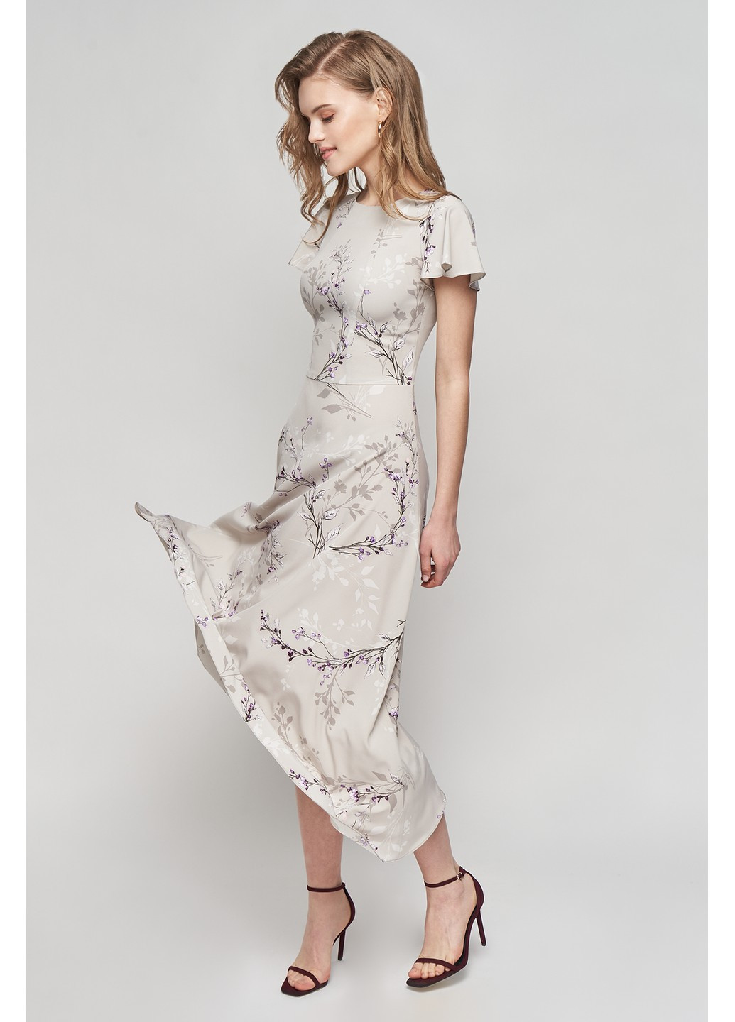 Комбинированное коктейльное платье чиа клеш, с пышной юбкой BYURSE с цветочным принтом