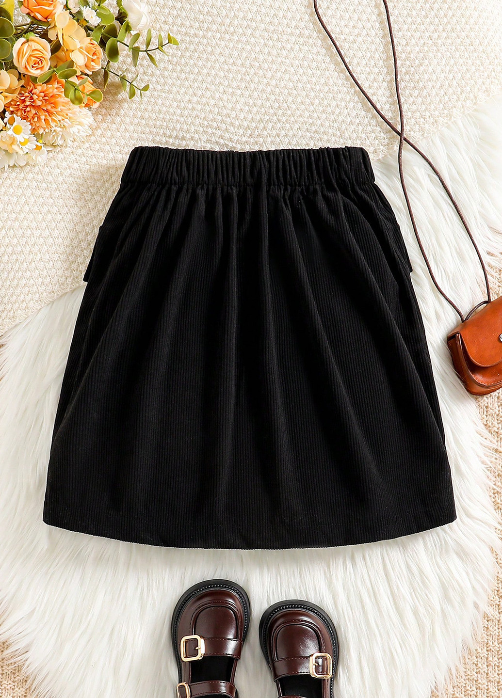 Черная кэжуал однотонная юбка SHEIN а-силуэта (трапеция)