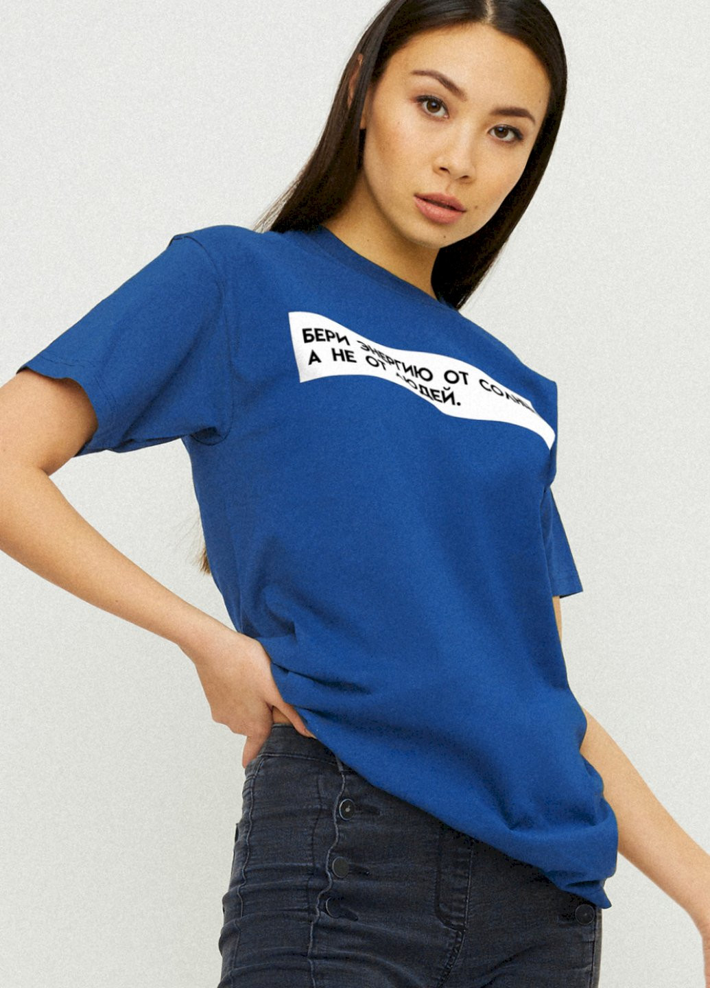 Синяя демисезон футболка boyfriend / air print / YAPPI
