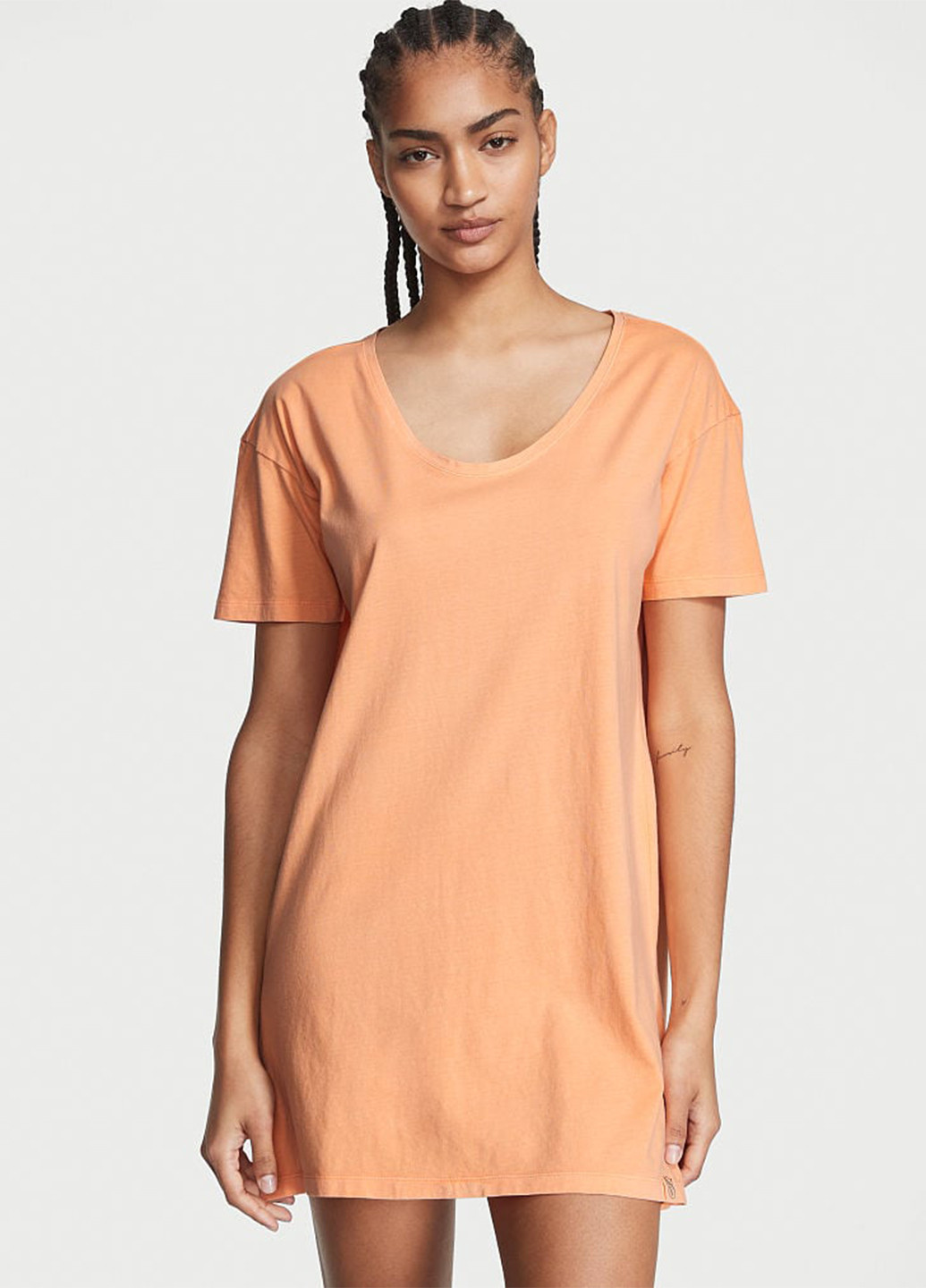Оранжевое домашнее платье платье-футболка Victoria's Secret однотонное