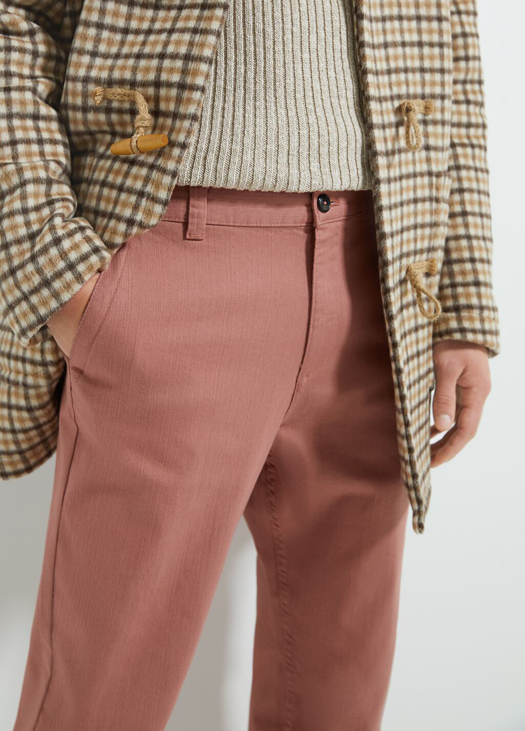 Пудровые кэжуал демисезонные зауженные брюки Zara