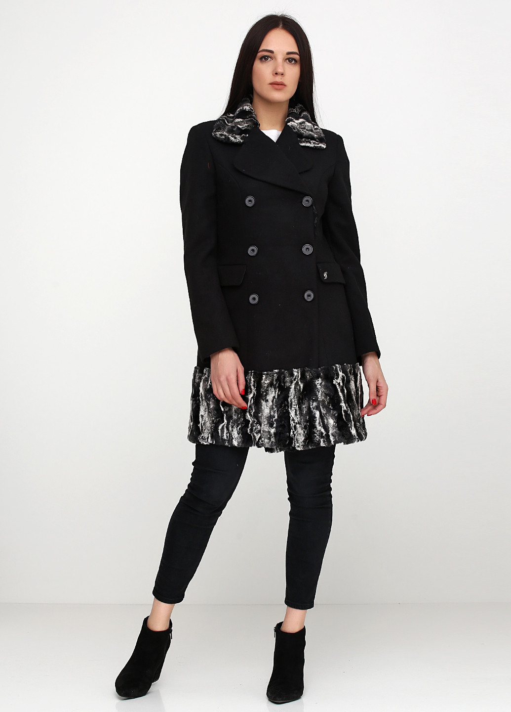 Черное демисезонное Пальто Femme Frive