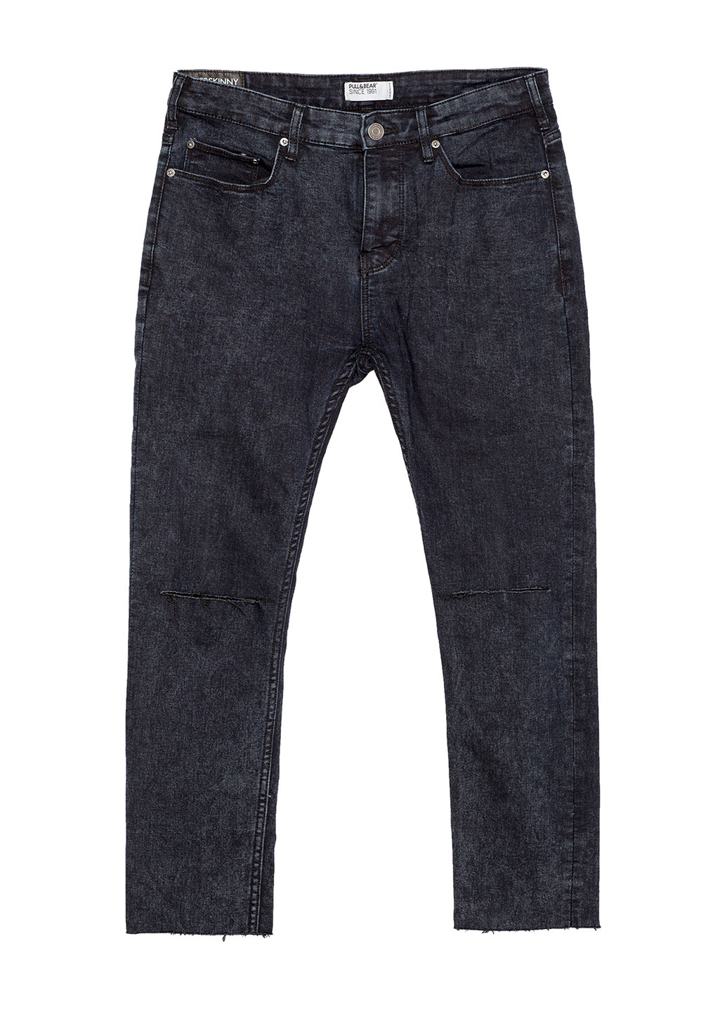Серо-синие демисезонные укороченные, зауженные джинсы Pull & Bear