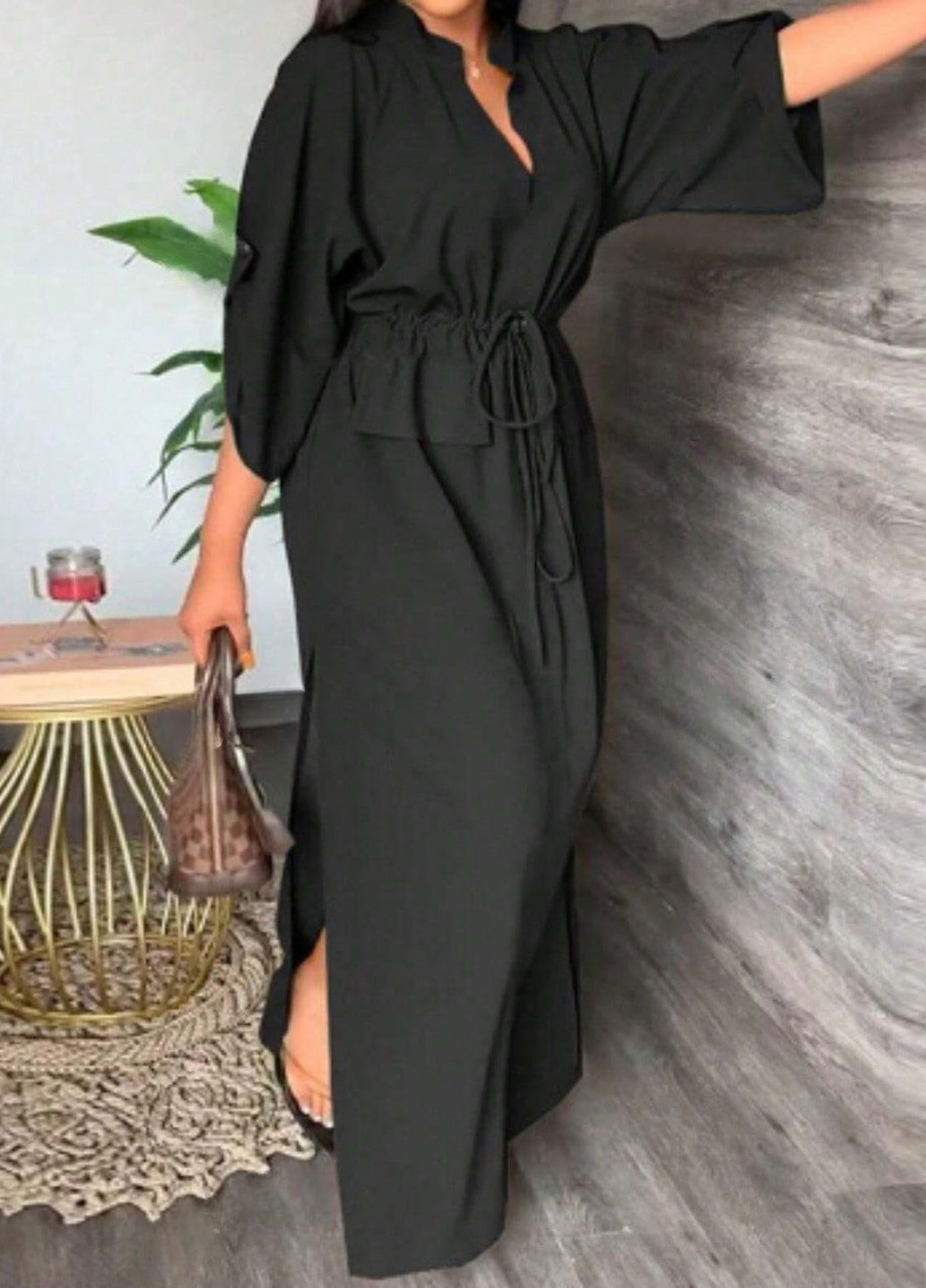 Чорна кежуал сукня SHEIN однотонна