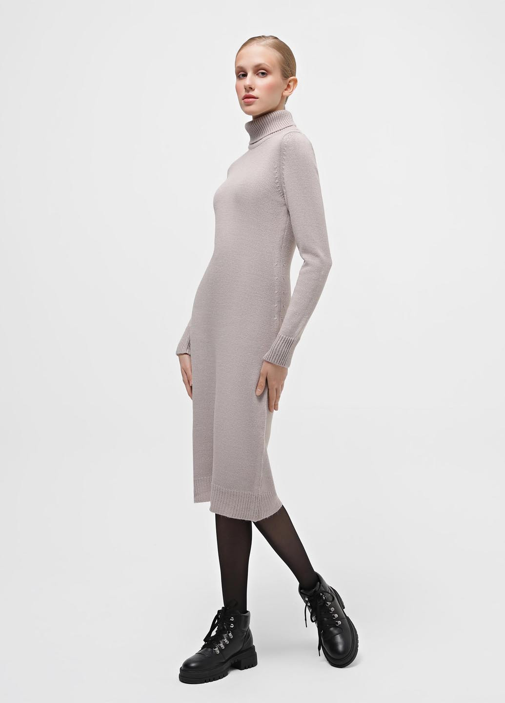 Бежева кежуал сукня сукня-водолазка Braska однотонна