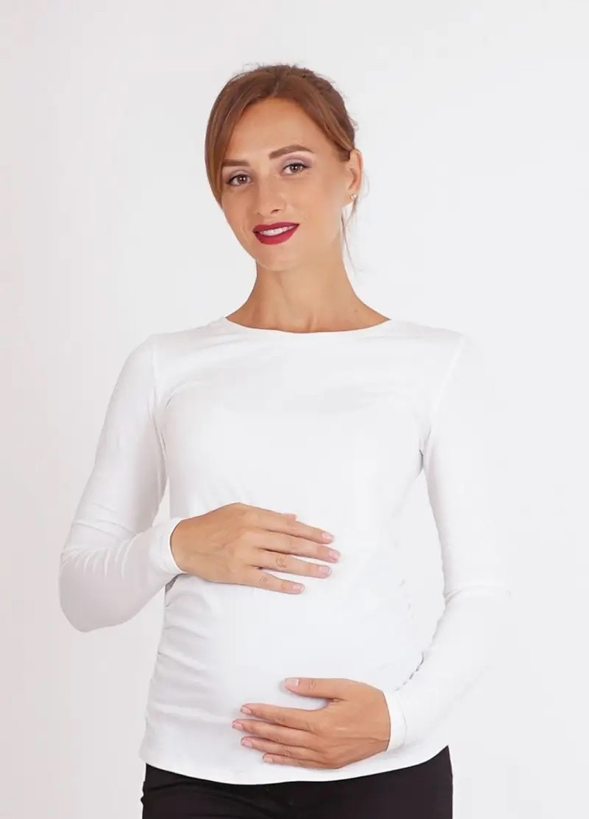Кремовая кофта для беременных однотонная хлопкова с длинным рукавом прилегающая To Be (242149647)